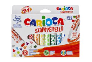 Viltstiften Carioca stempelstift 2 in 1 set ÃƒÆ’ 12 kleuren