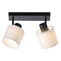 2e Halve Prijs Leen Bakker - Spot 2-lichts Amani - Zwart/off-white - E27 - Metaal - Zwart#Beige - 30x15x15 Cm