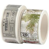 Creativ Company Masking tape, ticket en natuurmotieven, l: 3+5 m, b: 20+25 mm, 2 rol/ 1 doos
