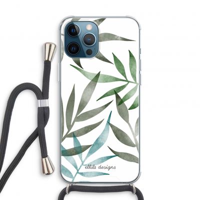 Tropical watercolor leaves: iPhone 12 Pro Transparant Hoesje met koord
