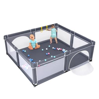 Baby Speelbox Grote Babybox Draagbare Box met Deur Grondbox 206 x 185,5 x 68cm Donkergrijs