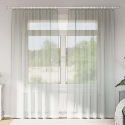 Gordijnen voile met lussen 2 st 140x225 cm lichtgrijs