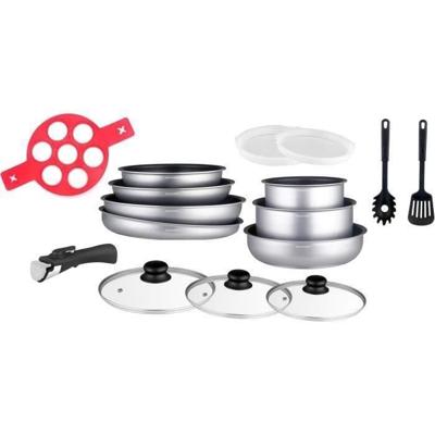 Arthur Martin AM3950 16-delige pannenset - Aluminium - Afneembare handgreep - Alle warmtebronnen inclusief inductie