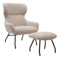 Artistiq Fauteuil Ashten Met hocker, Teddy - Taupe - thumbnail