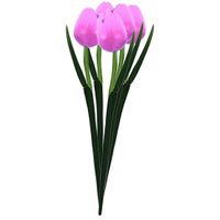5x Roze decoratie tulpjes 35 cm van hout   -