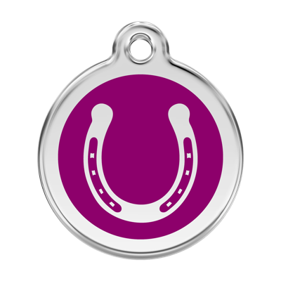 Horse Shoe Purple roestvrijstalen hondenpenning large/groot dia. 3,8 cm - Reddingo