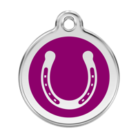 Horse Shoe Purple roestvrijstalen hondenpenning large/groot dia. 3,8 cm - Reddingo