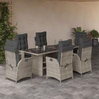 7-delige Tuinset met kussens poly rattan grijs