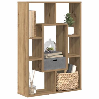 Boekenkast 63x20x90 cm bewerkt hout artisanaal eikenkleurig