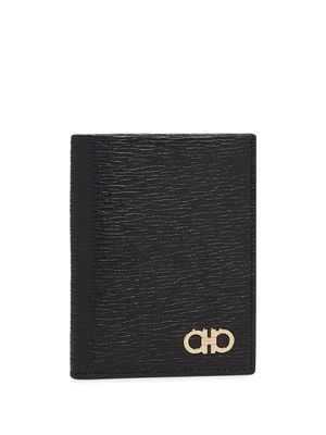 Ferragamo portefeuille en cuir à plaque Gancini - Noir