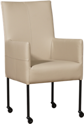 Taupe leren moderne eetkamerstoel Spark - poot rond zwart met wiel - Toledo Leer Mastic (taupe leer)