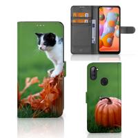 Samsung Galaxy M11 | A11 Telefoonhoesje met Pasjes Kitten - thumbnail