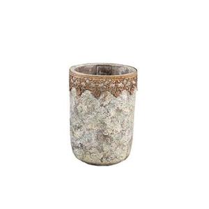 PTMD Callie White cement antieke pot rond hoog XS