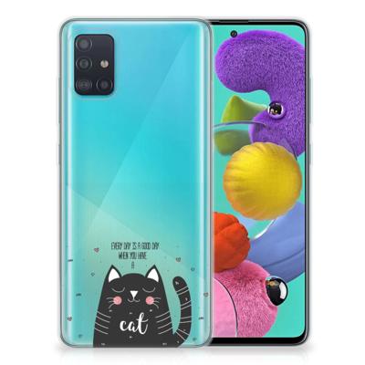 Samsung Galaxy A51 Telefoonhoesje met Naam Cat Good Day Samsung Galaxy A51 Telefoonhoesje met Naam Cat Good Day