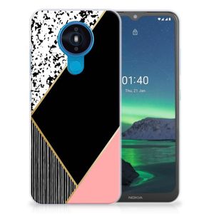 Nokia 1.4 TPU Hoesje Zwart Roze Vormen