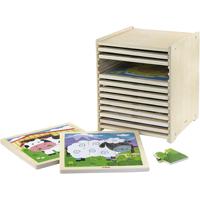 VIGA puzzelrek met 12 puzzels, afm 23x27,5x23,5 cm, 12x9 delen, 12 onderdelen/ 1 set