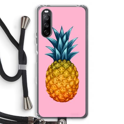 Grote ananas: Sony Sony Xperia 10 III Transparant Hoesje met koord