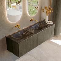 Badmeubel Mondiaz Kurve-Dlux | 155 cm cm | Meubelkleur Shadow | Wastafelkleur Lava | Solid surface | Dubbel / Links spoelbak | Zonder kraangat(en)