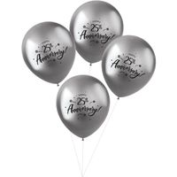 Ballonnen Metallic Zilver '25th Anniversary' (4 st) Ballonnen Metallic Zilver '25th Anniversary' (4 st)