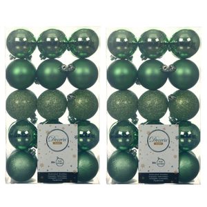 60x stuks kunststof kerstballen groen 6 cm glans/mat/glitter