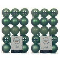 60x stuks kunststof kerstballen groen 6 cm glans/mat/glitter - thumbnail