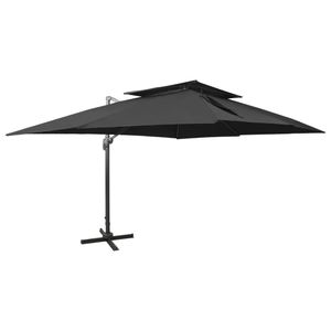 VidaXL Zweefparasol met dubbel dak 400x300 cm zwart