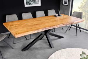 Massief houten eettafel MAMMUT 200cm acacia zwart metalen boomrand 5cm tafelblad - 43785