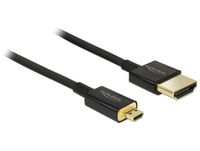 DeLOCK HDMI-A/HDMI Micro-D, 2 m HDMI kabel HDMI Type A (Standaard) HDMI Type D (Micro) Zwart