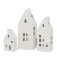 Boltze Home Lantaarn Metaal Vybano Set A 3 Stuks In Huis Model - Wit H18cm,