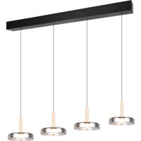 LED Hanglamp - Hangverlichting - Trion Lester - 30W - 4-lichts - Warm Wit 3000K - Dimbaar - Rechthoek - Mat Zwart - Metaal