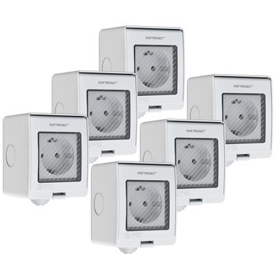 Set van 6 Smart stekkers - WiFi & Bluetooth - IP55 voor binnen en buiten - Compatibel met Amazon Alexa & Google Home - Wit - Europlug