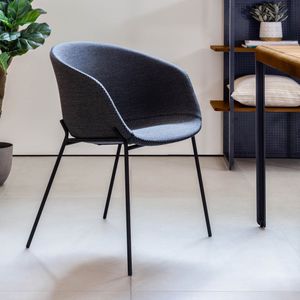 Kave Home Eetkamerstoel 'Yvette' Stof, kleur Donkergrijs