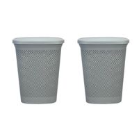 2x stuks grijze kunststof wasmand 60 liter 37 x 46 x 60 cm - Wasmanden - thumbnail