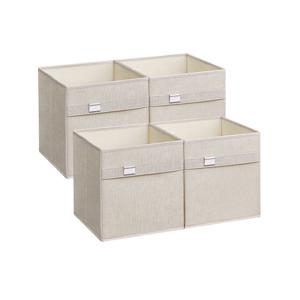 Opbergdozen set van 4 33 x 33 x 33 cm duifgrijs, Wolk wit / 30 x 30 x 30 cm