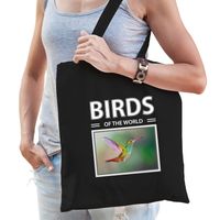 Kolibrie vogel tasje zwart volwassenen en kinderen - birds of the world kado boodschappen tas