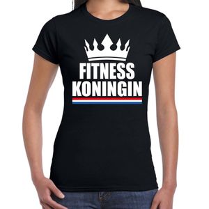 Fitness koningin t-shirt zwart dames - Sport / hobby shirts