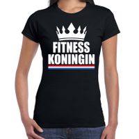 Fitness koningin t-shirt zwart dames - Sport / hobby shirts - thumbnail