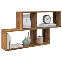 Wandschap 100x18x53 cm bewerkt hout oud houtkleurig