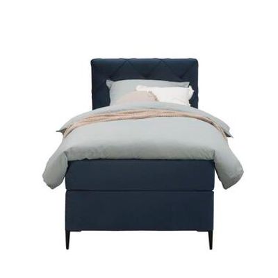 Boxspring Liv geruit - blauw - 90x200 cm - slanke poot - Leen Bakker