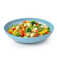 Rond bord/camping - diep bord - D19 cm - blauw - kunststof - onbreekbaar servies