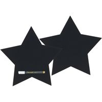 2x Zwart sterren krijtbord/schoolbord met 1 stift 27 x 26 cm   -