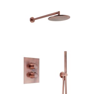 Regendoucheset Inbouw Salenzi Giro S Muur Uitloop Gegalvaniseerd Geborsteld Koper 30 cm OP=OP
