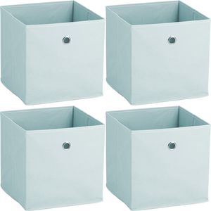 Opbergmand/kastmand - 4x - 22 liter - lichtblauw - 28 x 28 x 28 cm