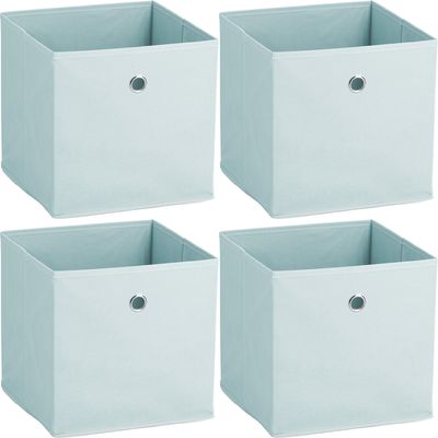 Opbergmand/kastmand - 4x - 22 liter - lichtblauw - 28 x 28 x 28 cm