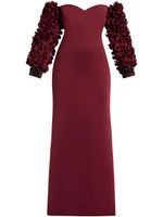 Badgley Mischka robe longue à épaules dénudées - Rouge