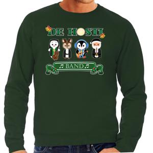 Foute Kersttrui/sweater voor heren - de hosti band - groen - kerstmuziek - band