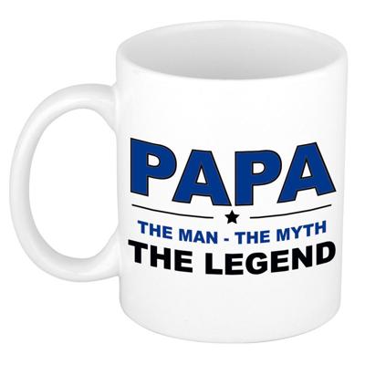 Papa the legend cadeau mok - drink beker - wit - vaderdag - 300 ml