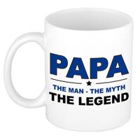 Papa the legend cadeau mok - drink beker - wit - vaderdag - 300 ml