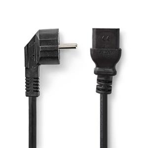 Nedis Stroomkabel | Type F (CEE 7/7) Male | IEC-320-C19 | Gehoekt | Recht | Vernikkeld | 2.00 m | Rond | PVC | Zwart | Label - CEGL10300BK20