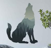 Wilde dieren stickers Wolf met bos gehuil - thumbnail